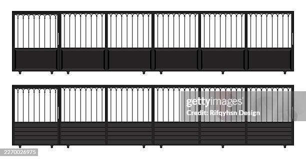 minimalist classic wrought iron gate: flat vector illustration isolated on white background - gates foundation stock illustrations