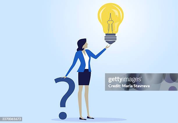 question and answer, or solution to solve problem creative thinking.problem and solution - mindset stock illustrations