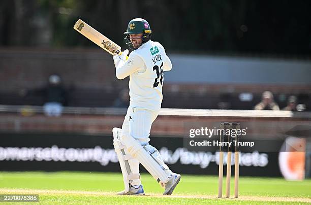 Ben Slater of Nottinghamshire plays a shot during Day Four of the Rothesay County Championship Division 1 match between Somerset and Nottinghamshire...