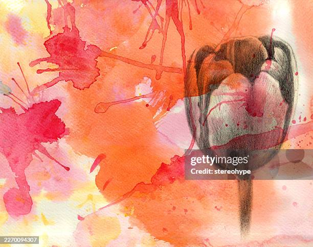 tulip drawn - breaking through clouds stock illustrations