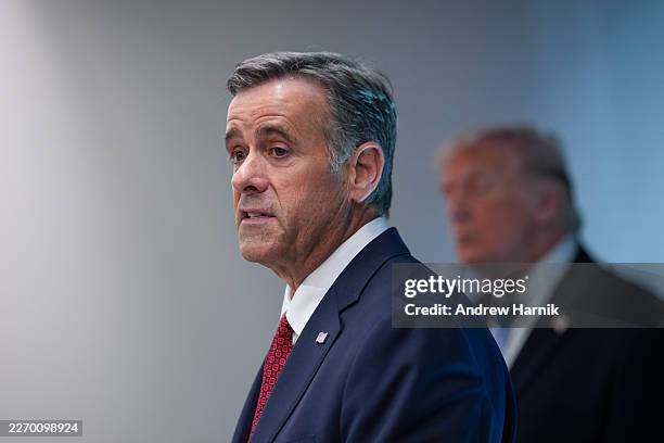 Director John L. Ratcliffe speaks during a news conference in James S. Brady Press Briefing Room of the White House on April 06, 2026 in Washington,...