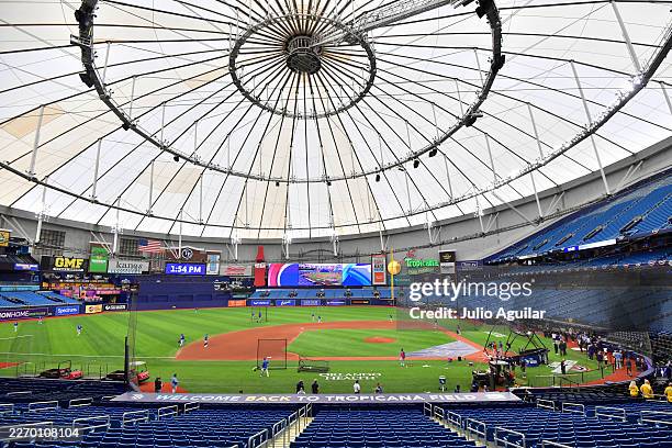 General view at Tropicana Field prior to an MLB game between the Tampa Bay Rays and the Chicago Cubs on April 06, 2026 in St Petersburg, Florida.