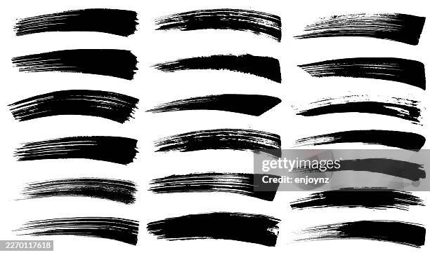 black paint brush stroke patterns vector - underline stock illustrations