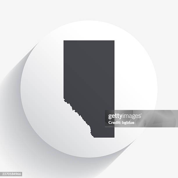 alberta map on circle button with long shadow - alberta stock illustrations
