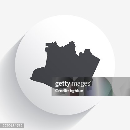 Amazonas map on circle button with long shadow Amazonas map on circle button with long shadow