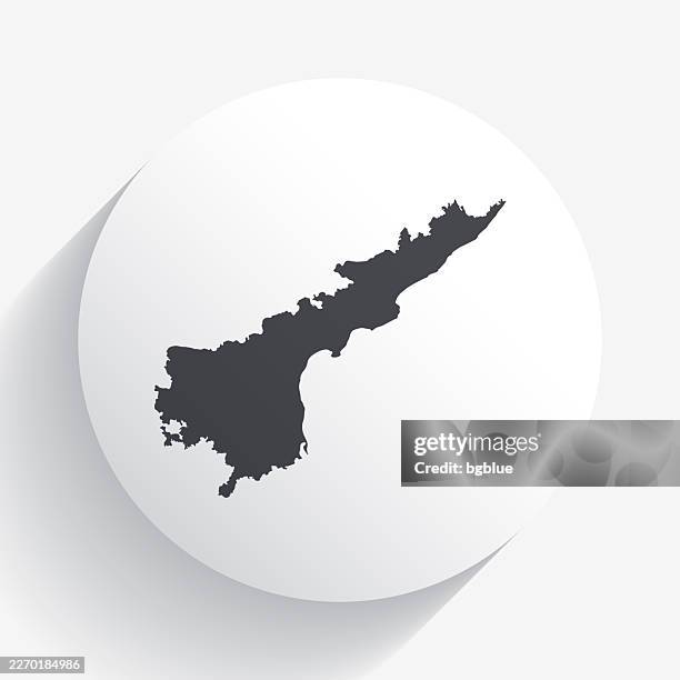 andhra pradesh map on circle button with long shadow - andhra pradesh stock illustrations