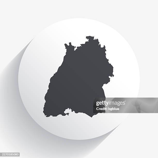 baden-wurttemberg map on circle button with long shadow - stuttgart stock illustrations
