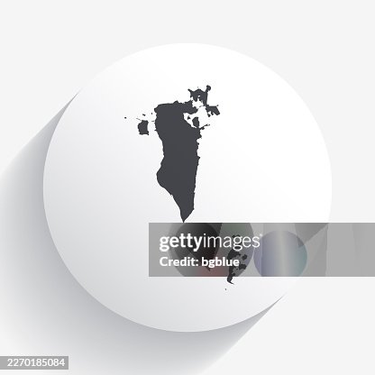 Bahrain map on circle button with long shadow Bahrain map on circle button with long shadow