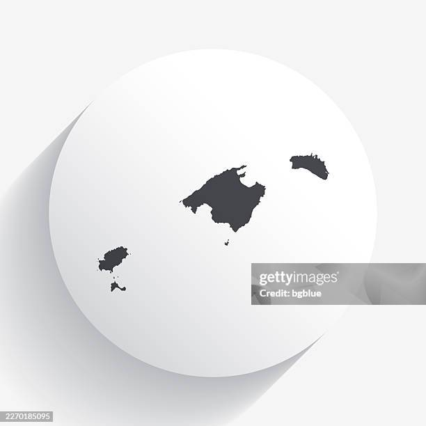 balearic islands map on circle button with long shadow - formentera spain stock illustrations