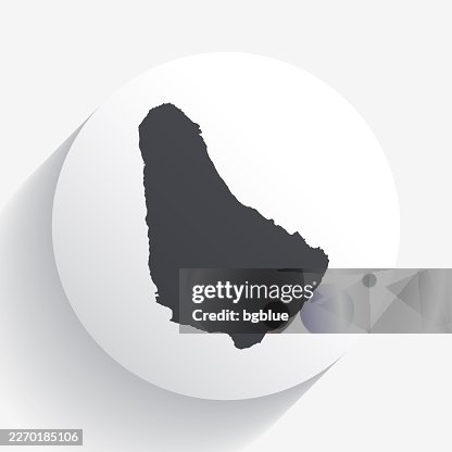 Barbados map on circle button with long shadow Barbados map on circle button with long shadow