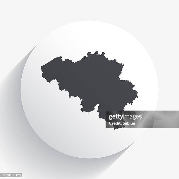 belgium map on circle button with long shadow - brussels stock illustrations