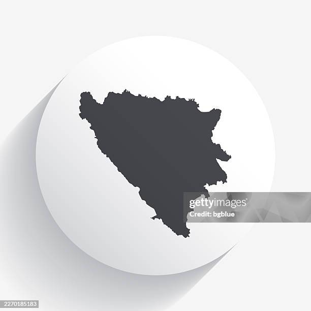bosnia and herzegovina map on circle button with long shadow - sarajevo stock illustrations