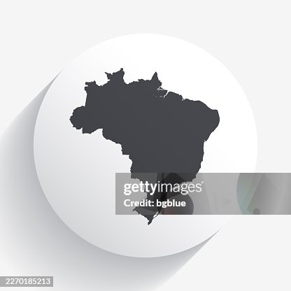 Brazil map on circle button with long shadow Brazil map on circle button with long shadow