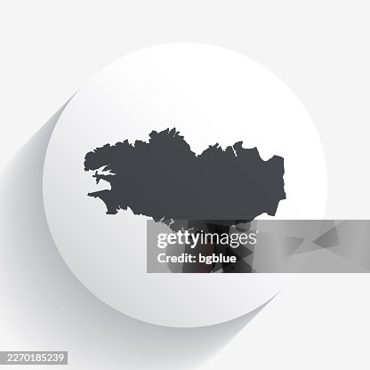 Brittany map on circle button with long shadow Brittany map on circle button with long shadow