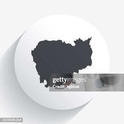 Cambodia map on circle button with long shadow Cambodia map on circle button with long shadow