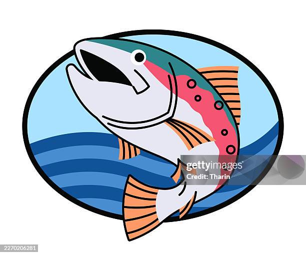 salmon icon - salmon jumping stock illustrations