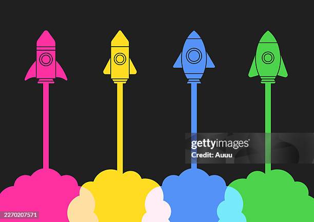 business startup rocket launch concept - shuttle launch stock illustrations