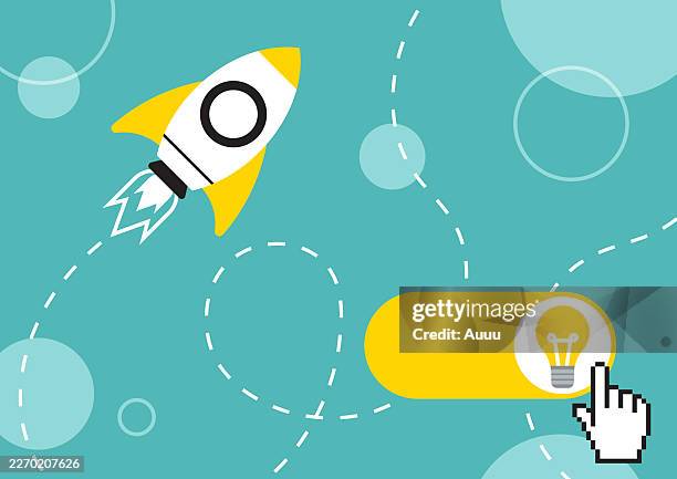 new solution, enable new idea concept - space ship control stock illustrations