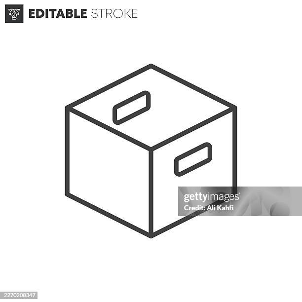 boxes thin line icons collection. editable stroke. vector illustration. - empty box stock illustrations