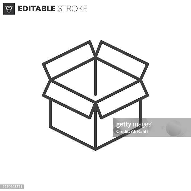 boxes thin line icons collection. editable stroke. vector illustration. - empty box stock illustrations