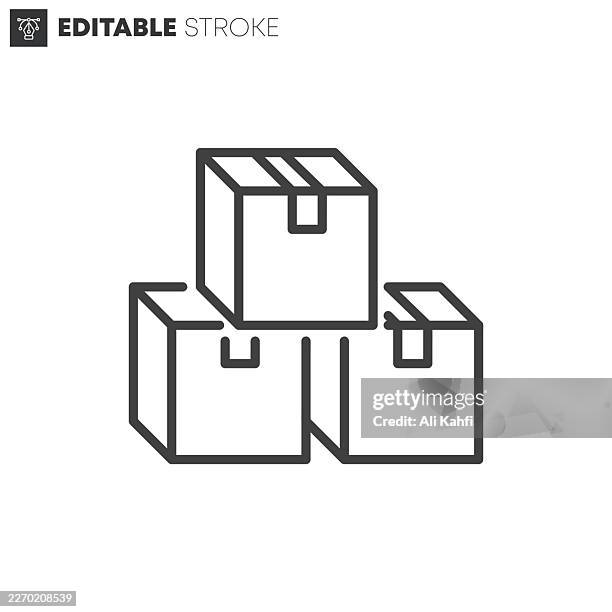 boxes thin line icons collection. editable stroke. vector illustration. - empty box stock illustrations