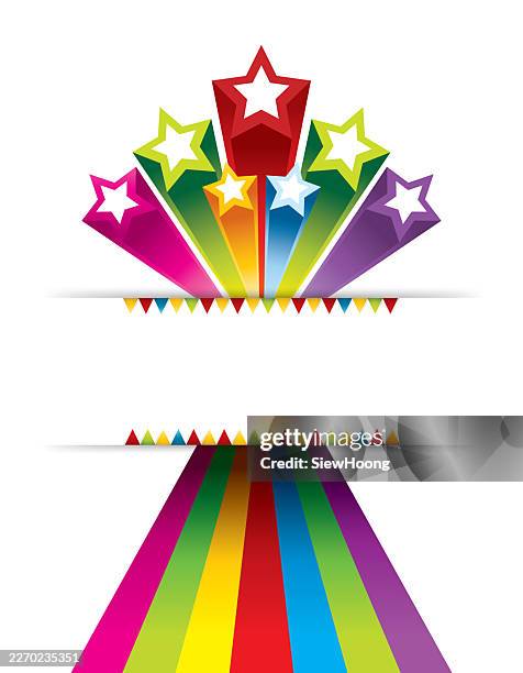 festive rainbow star banner - festive background stock illustrations