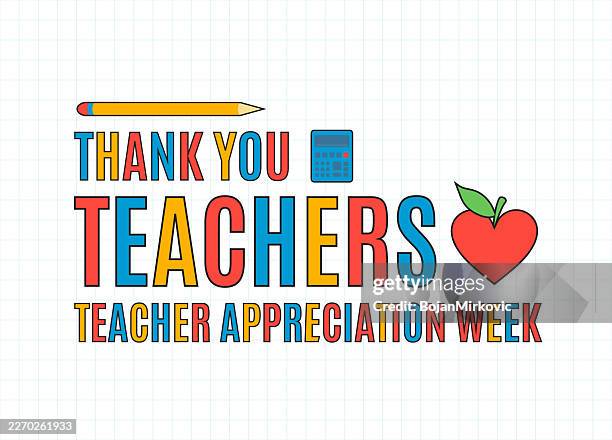thank you teachers. teacher appreciation week card, background, poster. vector - appreciation week stock illustrations