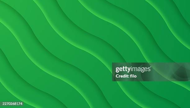 smooth green wave gradient line textured blend background - leaf pattern texture stock illustrations
