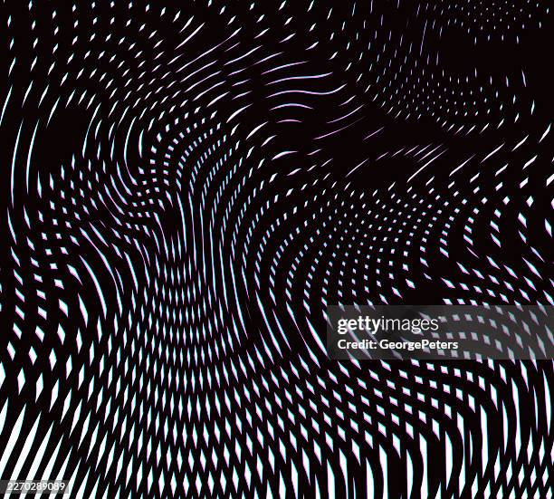 moire style vector optical pattern with flowing motion and glitch technique - moire stock illustrations