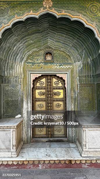ornate indian palace doorway with intricate carvings,rajasthan,india - jal mahal stock pictures, royalty-free photos & images
