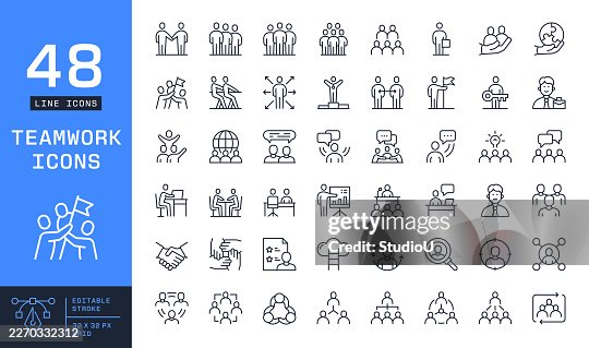 Teamwork Line Icon Set Teamwork Line Icon Set