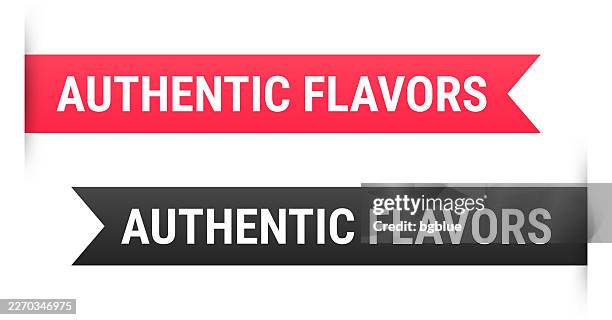 authentic flavors - banner, bookmark, ribbon, label on white background - authentic stock illustrations