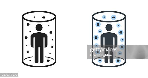 sick person placed in isolation. icons for design - editable icon - confined space stock illustrations