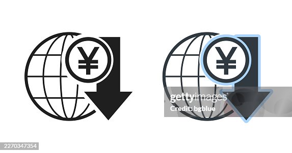 Yen rate decrease. Icons for design - Editable icon Yen rate decrease. Icons for design - Editable icon