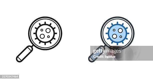 magnifying glass coronavirus. icons for design - editable stroke icon - contamination icon stock illustrations