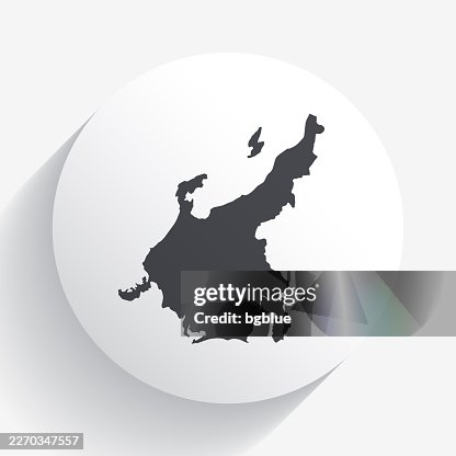 Chubu map on circle button with long shadow Chubu map on circle button with long shadow
