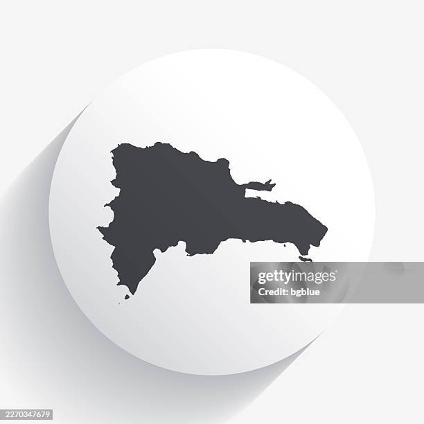 dominican republic map on circle button with long shadow - santo domingo stock illustrations