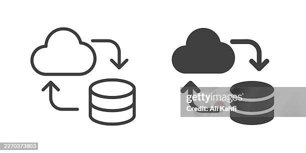 cloud backup thin line and glyph solid icon. editable stroke and perfect pixel isolated on transparent background - web hosting services stock illustrations