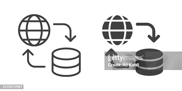 Global Sync thin line and glyph solid icon. Editable stroke and perfect pixel isolated on transparent background Global Sync thin line and glyph solid icon. Editable stroke and perfect pixel isolated on transparent background