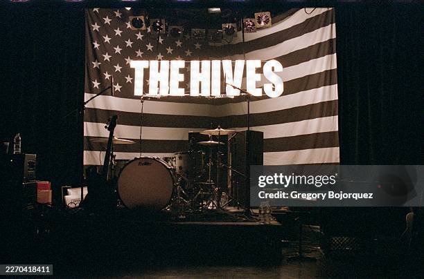 Swedish garage rock band The Hives's stage set in May, 2002 in Los Angeles, California.