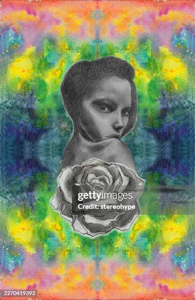 cosmic rose beauty - graphite background stock illustrations