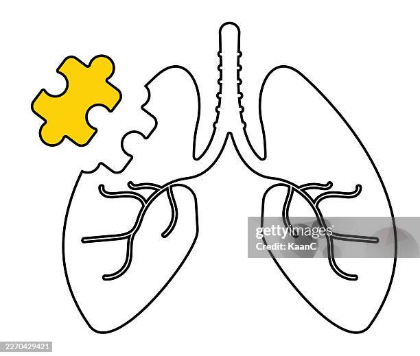 human lungs icons on background. lung puzzle missing piece concept, respiratory disease awareness, minimal line illustrationvector stock illustration - copd stock illustrations