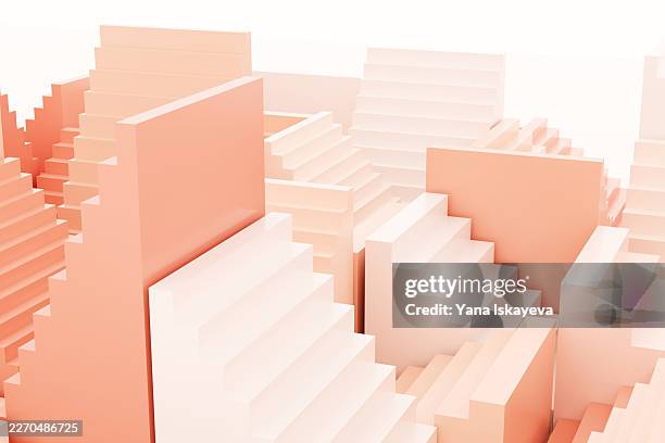 abstract geometric staircase pattern symbolizing complexity and structured growth - decision tree stock pictures, royalty-free photos & images