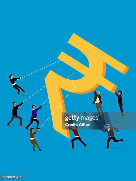 saving rupee - rupee fall stock illustrations