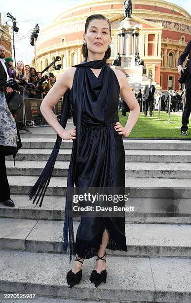 Rosamund Pike attends The Olivier Awards 2026, celebrating their 50th anniversary, at Royal Albert Hall on April 12, 2026 in London, England.