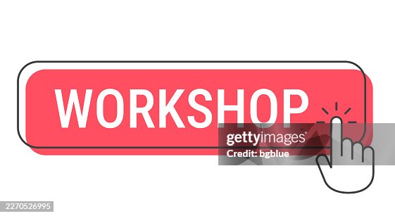 Workshop - Click button with hand cursor on white background Workshop - Click button with hand cursor on white background