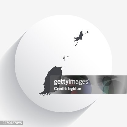 Grenada map on circle button with long shadow Grenada map on circle button with long shadow