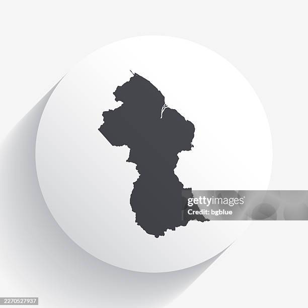 guyana map on circle button with long shadow - georgetown stock illustrations