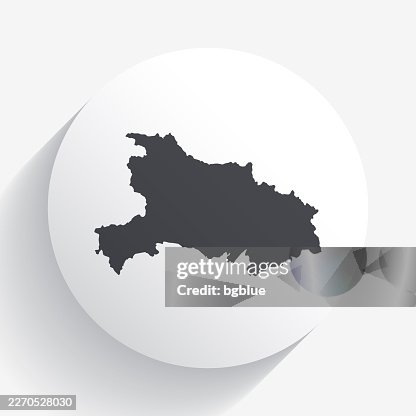 Hubei map on circle button with long shadow Hubei map on circle button with long shadow