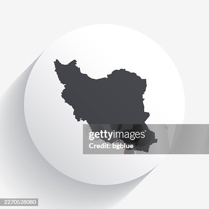 Iran map on circle button with long shadow Iran map on circle button with long shadow